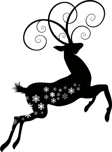Christmas rådjur med ornament och snöflingor, — Stockfoto