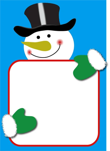 Sneeuwpop met kerstboodschap bord — Stockfoto