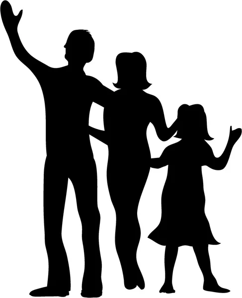 Silhouette einer Familie zusammen — Stockfoto