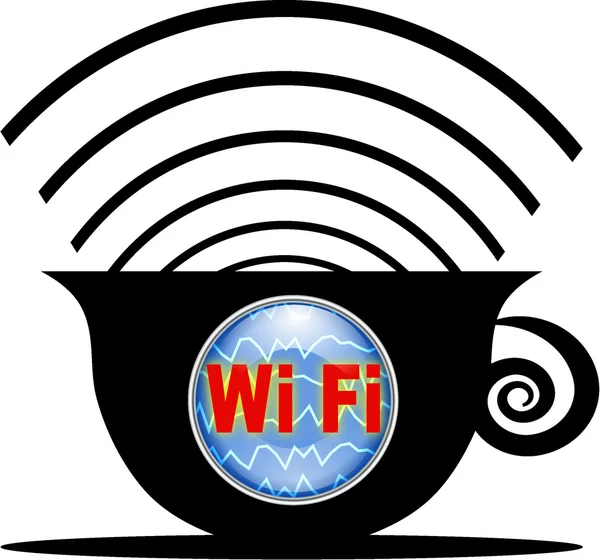 Conceptual Free Café Wi-Fi Internet Hotspot Icono como una taza de café —  Fotos de Stock