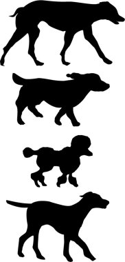 köpekler üzerinde beyaz illüstrasyon siluet
