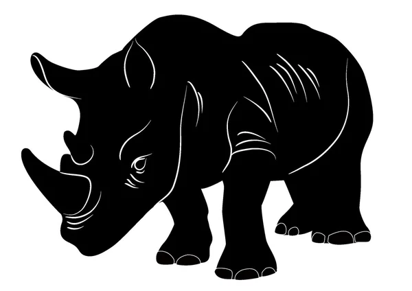 Vector illustration of rhinoceros silhouette — Stock Photo, Image