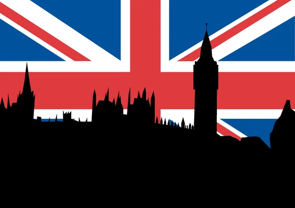 Houses of parliament and uk flag — Stock Photo, Image