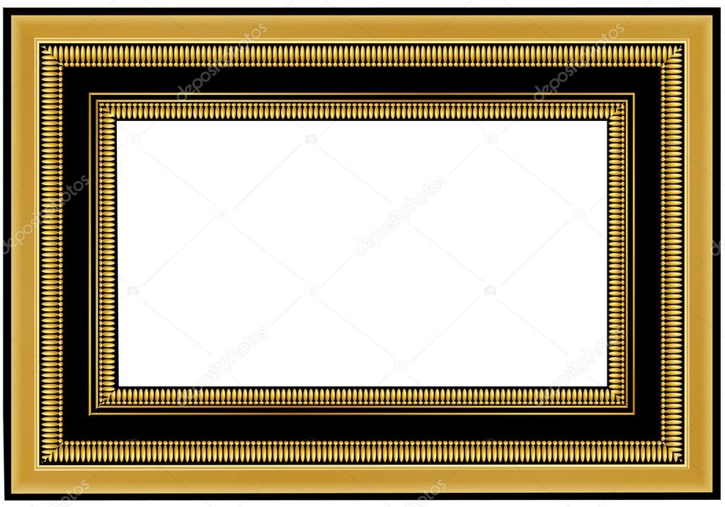old antique gold frame over white background