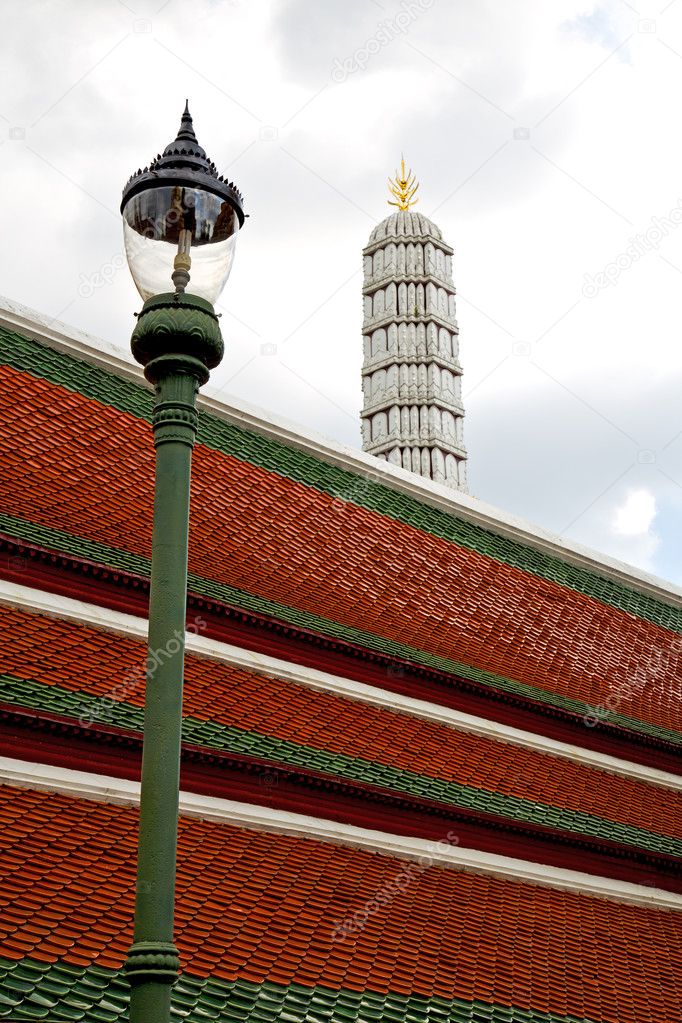  thailand  bangkok      temple abstract street lamp  mosaic