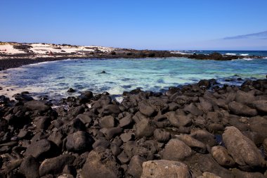gökyüzü ışık plaj su lanzarote peyzaj taş     