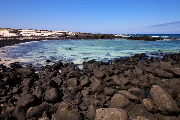 Sky light  beach water  in lanzarote    landscape  stone — Stock Photo, Image