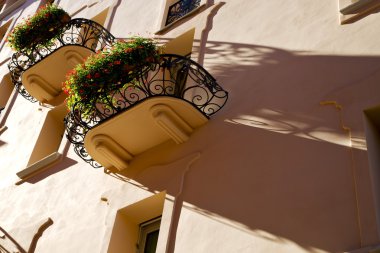 eski duvar ve Teras şehir lugano İsviçre çiçek  