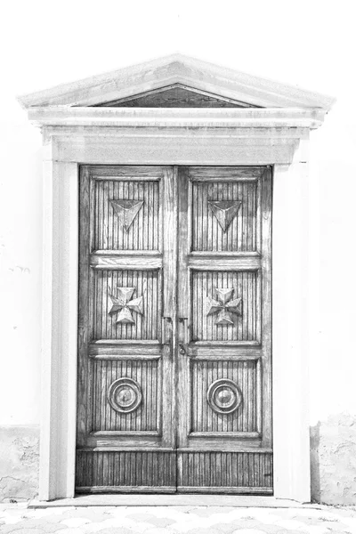 Puerta de la pared en italia tierra Europa arquitectura y madera la histori — Foto de Stock