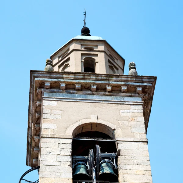 Torre del reloj de construcción en italia Europa vieja piedra y campana — Foto de Stock