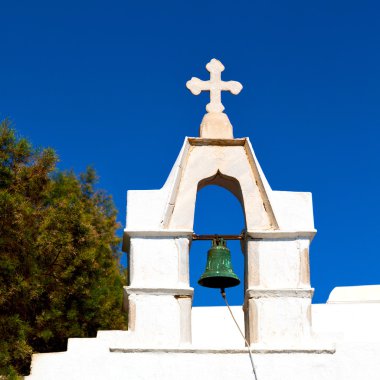  Mykonos eski mimari beyaz arka plan çapraz santo içinde
