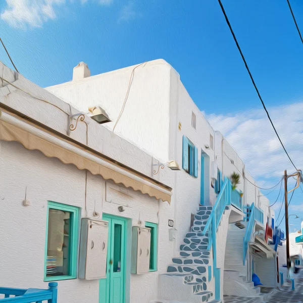 In the isle of greece antorini europe old house and white color — Stock Photo, Image