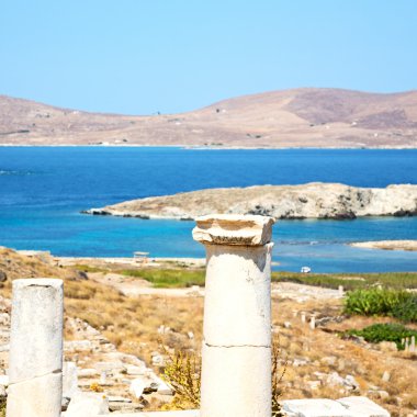 delos Yunanistan historycal Akropolis tapınağında ve eski harabe sı