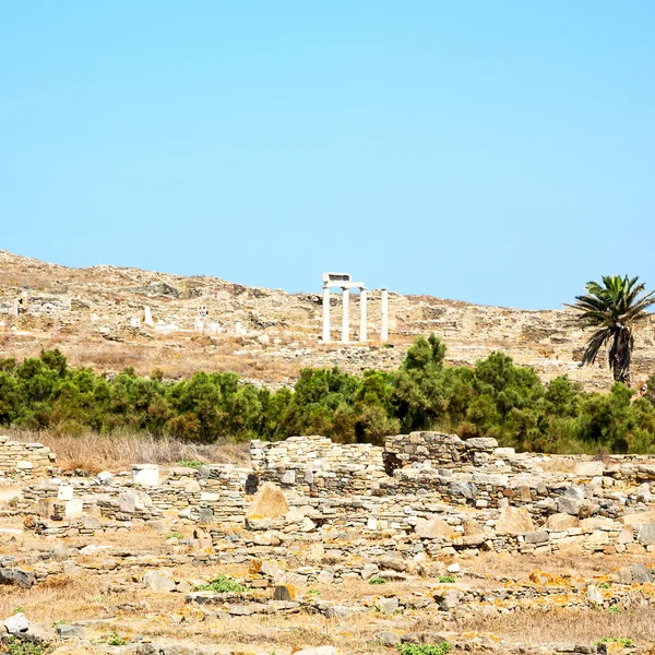 Археология в Делос Греция исторический акрополь и старые руи — стоковое фото