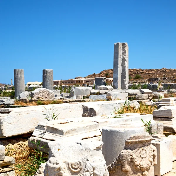 Archéologie à delos grec l'acropole historique et vieux rui — Photo