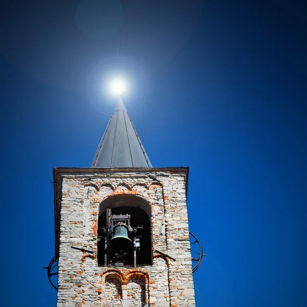 Antique  building  clock tower in italy europe old  stone and be — Stock Photo, Image