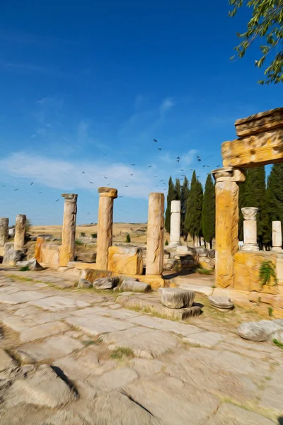 Coluna de construção velha e a história do templo romano pamukkal — Fotografia de Stock