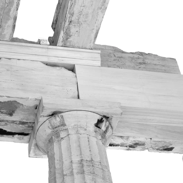 Gamla towert och marmor tegel i Europa athens Akropolis och sky — Stockfoto