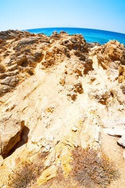 Avrupa Yunanistan'da mykonos Adası rock deniz ve plaj mavi sk