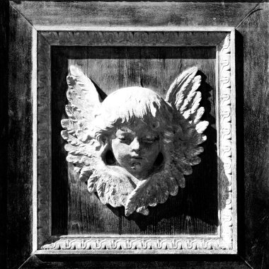 Soyut melek doku kahverengi antika woode heykeli