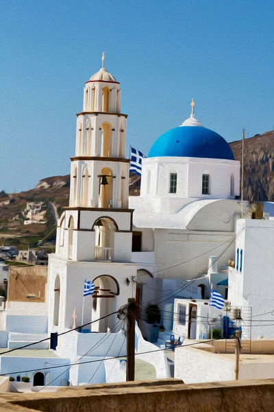 Het platform witte achtergrond cross in santorini Griekenland ol — Stockfoto