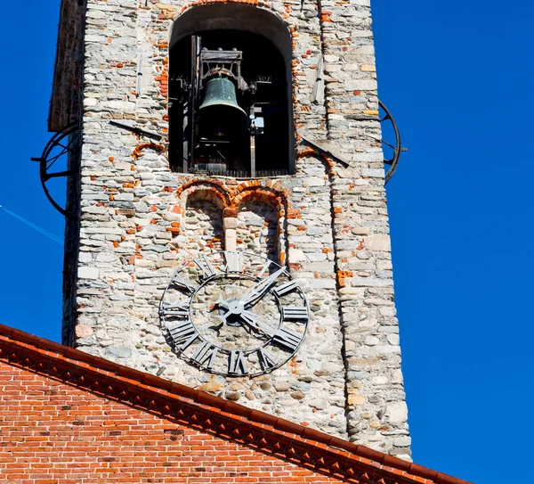 Antique  building  clock tower in italy europe old  stone and be — Stock Photo, Image