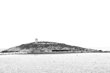 Akdeniz se tekne adalarından köpük ve köpük Yunanistan