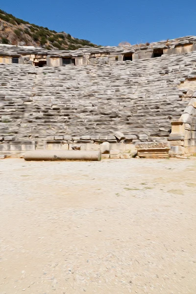 Arkeologi theater i myra Turkiet Europa gamla romerska begravningsplatsen — Stockfoto