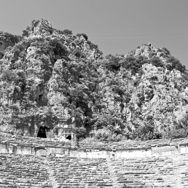 Archeologie divadlo v myra Turecko Evropě staré římské pohřebiště — Stock fotografie