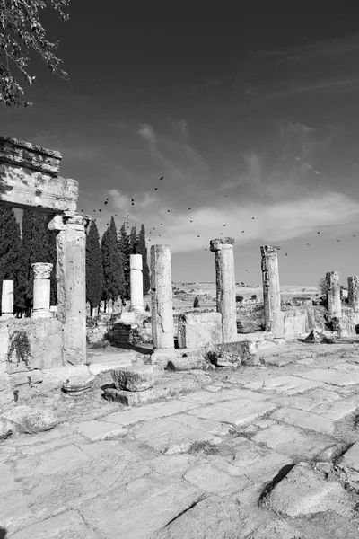 Alte Baukolonne und die römische Tempelgeschichte pamukkal — Stockfoto