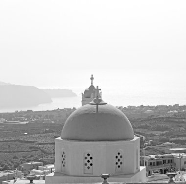 santorini beyaz deniz ve gökyüzü