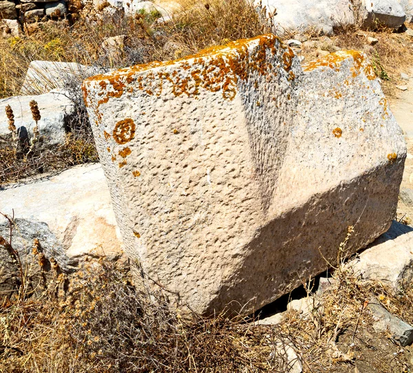 デロス島のギリシャの有名な歴史アクロポリスと古い台無し s — ストック写真