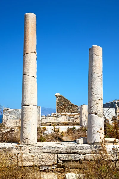 Archéologie à delos Grèce l'ancien site de ruine — Photo
