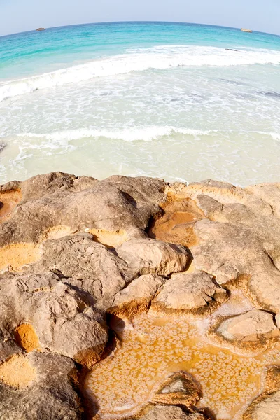 In oman coastline sea ocean   gulf rock and salt — Stock Photo, Image