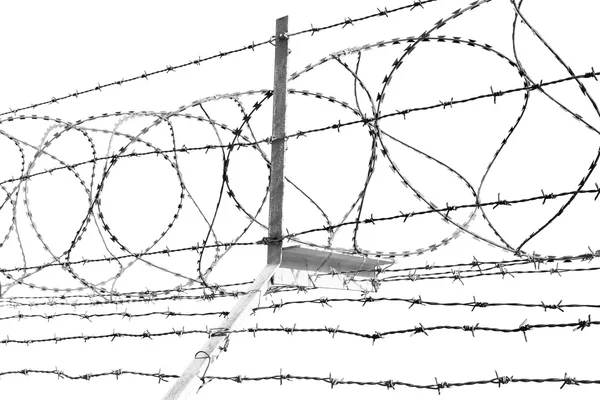 Em oman barbwire no fundo e céu nublado — Fotografia de Stock