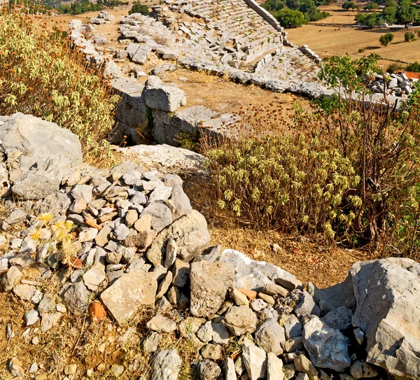 Ruins     from the hill in asia turkey selge old architecture a — Stock Photo, Image