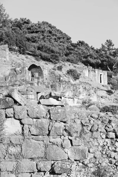 废墟的石头和剧院在安塔利亚 arykanda 土耳其亚洲天空 — 图库照片