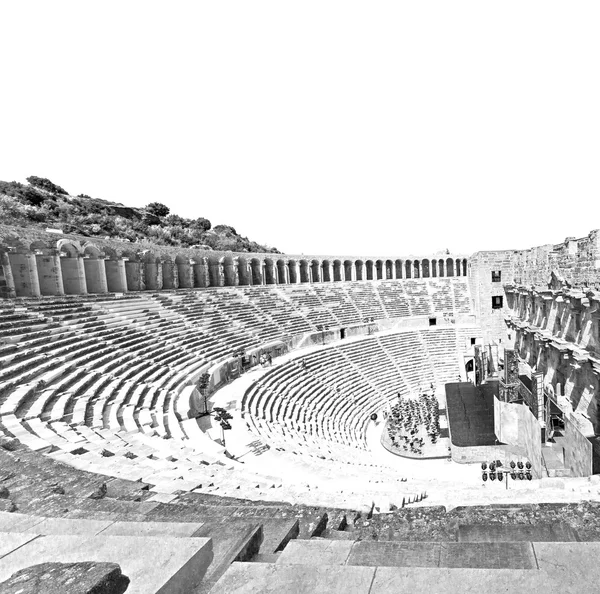 Aspendos και σπασμένα στην Τουρκία στην Ευρώπη το παλιό θέατρο δ — Φωτογραφία Αρχείου