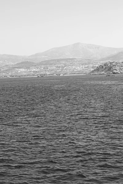 Vieille histoire dans les cyclades île port et bateau santorini naksos — Photo