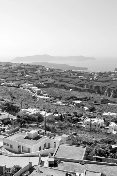 Zee in het platform Europa Cycladen santorini oude stad wit — Stockfoto
