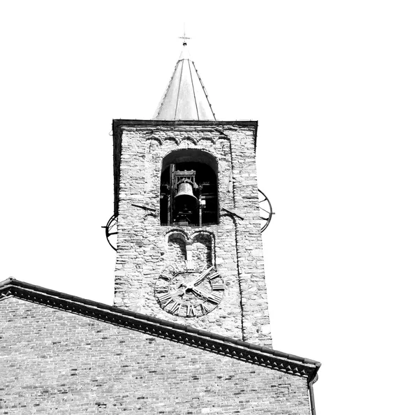Edifício antigo relógio torre em itália europa pedra velha e ser — Fotografia de Stock