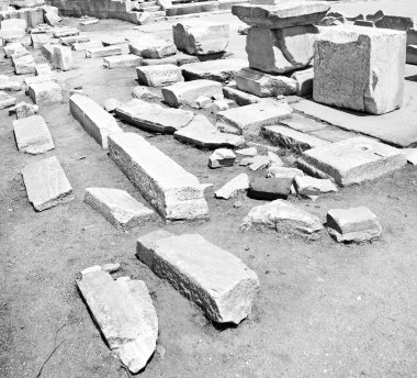 Delos Yunanistan historycal Akropolis ve eski harabe site
