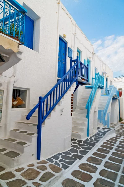 Nell'isola di Grecia antorini europa vecchia casa e colore bianco — Foto Stock