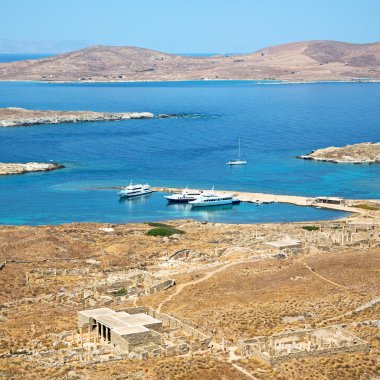 delos Yunanistan historycal Akropolis tapınağında ve eski harabe sı
