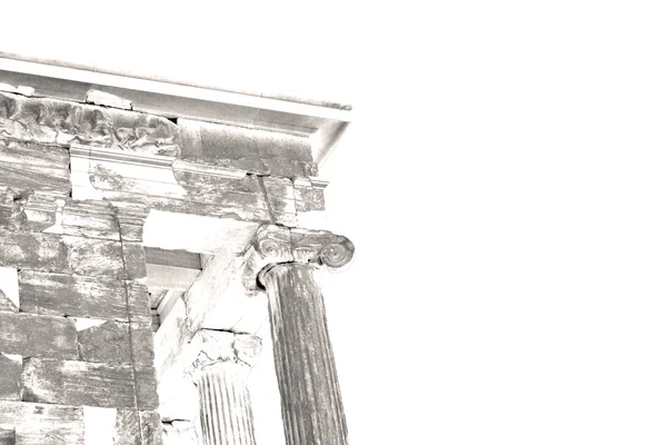 Old towert and marble brick in europe athens acropolis and sky — Stock Photo, Image