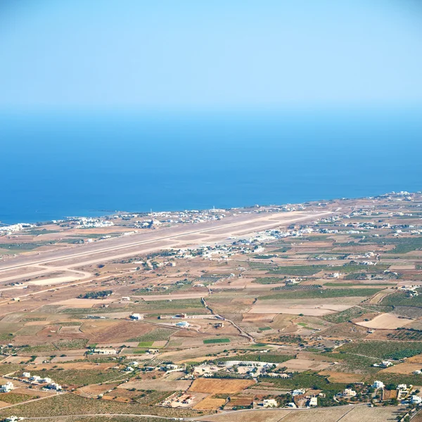 In cyclades greece santorini, the sky sea and village from — стоковое фото