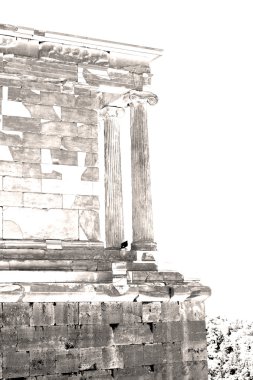 Avrupa'nın eski towert ve mermer tuğla Atina Akropol ve gökyüzü