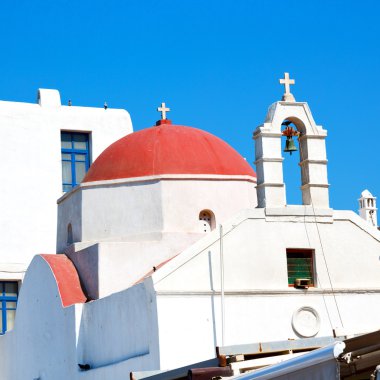  Mykonos eski mimari beyaz arka plan çapraz santo içinde