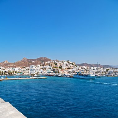 eski cyclades Adası Limanı ve tekne santorini naksos tarihinin