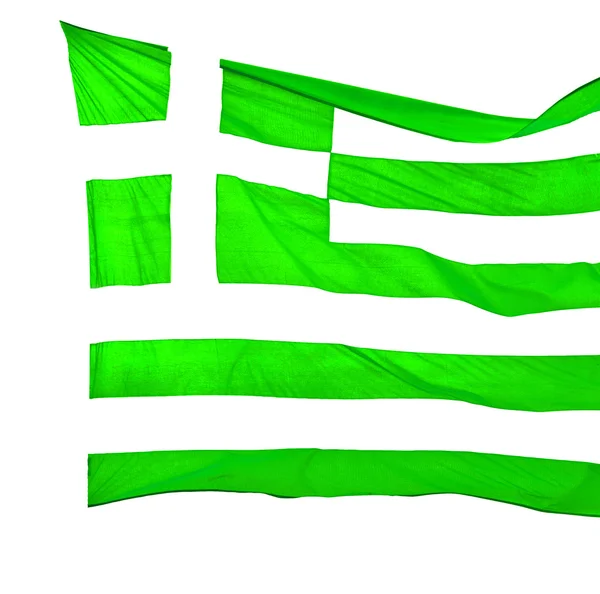 Белый размахивая греческим флагом в голубом небе и флагштоком — стоковое фото
